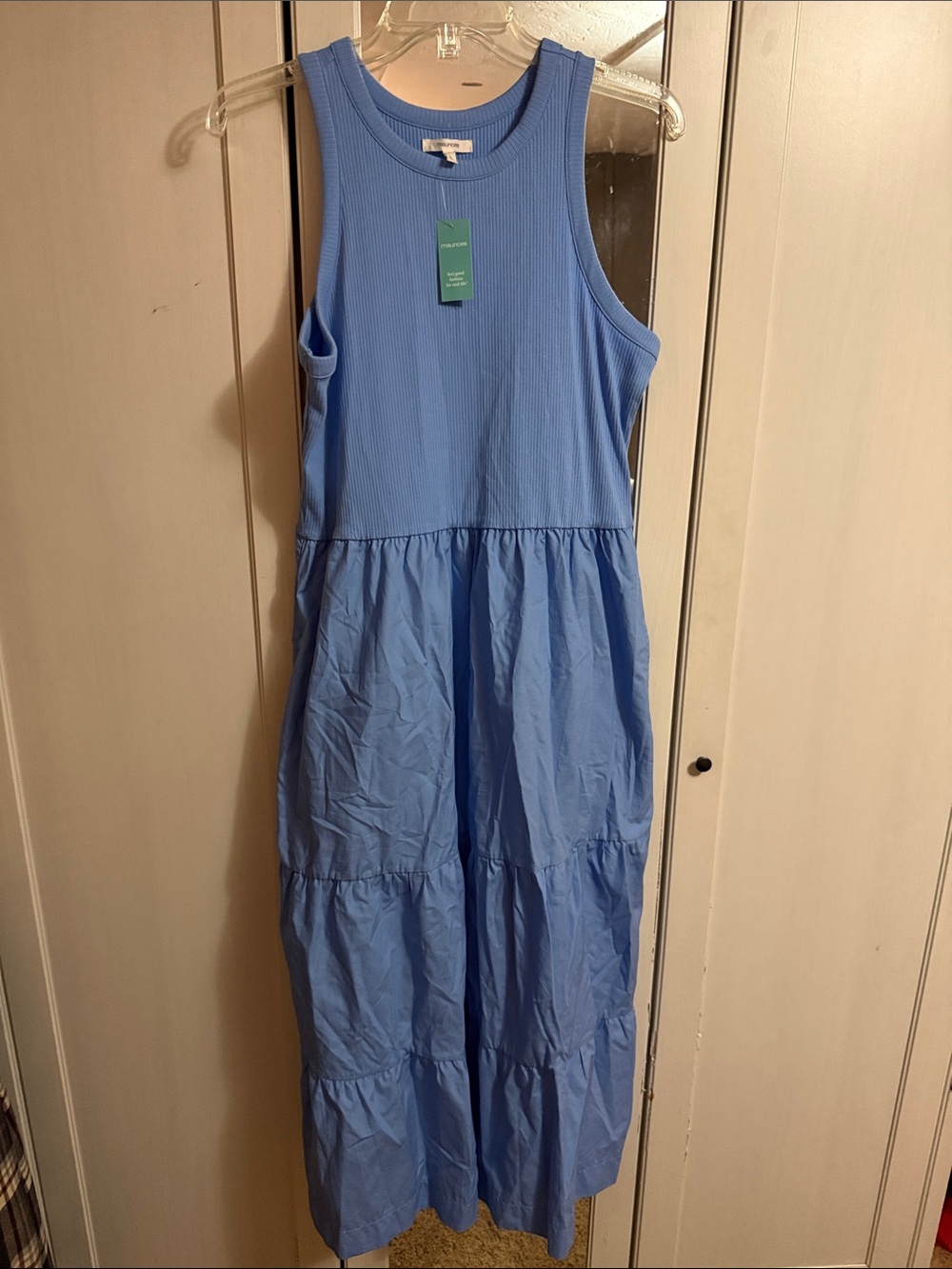 Maurices Blue Sleeveless Tiered Midi Dress